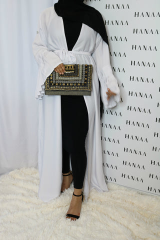 Bella Open Abaya - White