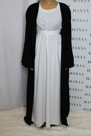 Bella Open Abaya - White