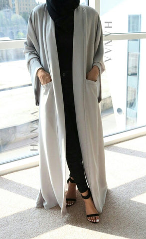The Flare Sleeve Open Abaya - White