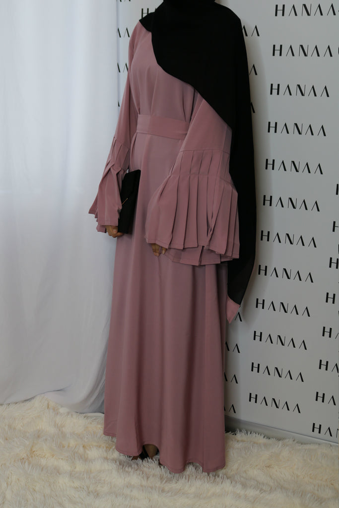 The Flare Sleeve Closed Abaya - Vintage Pink