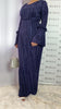 Neha Silk Plisse Dress - Navy