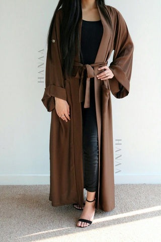 The Flare Sleeve Open Abaya - Musk