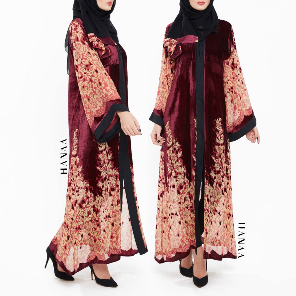 Laylah Velvet Open Abaya